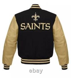 Letterman New Orleans Saints Black/Gold Varsity Jacket