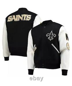 Letterman New Orleans Saints Black and White Varsity Jacket