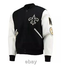 Letterman New Orleans Saints Black and White Varsity Jacket