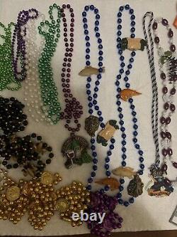Mardi Gras Beads New Orleans Saints Players Beaded Over 50 Necklaces Fun Colors