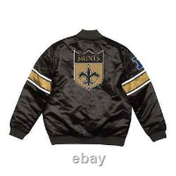 Mitchell & Ness New Orleans Saints Heavyweight Satin Full Zipper Black Jacket