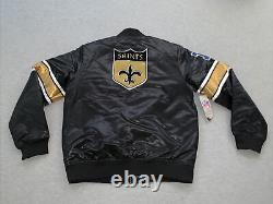 Mitchell & Ness New Orleans Saints Heavyweight Satin Full Zipper Black Jacket