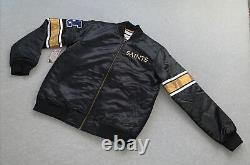 Mitchell & Ness New Orleans Saints Heavyweight Satin Full Zipper Black Jacket