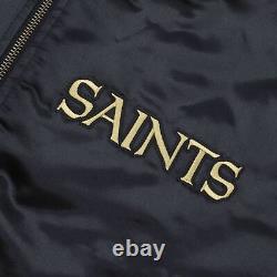 Mitchell & Ness New Orleans Saints Heavyweight Satin Full Zipper Black Jacket