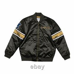 Mitchell & Ness New Orleans Saints Heavyweight Satin Full Zipper Black Jacket