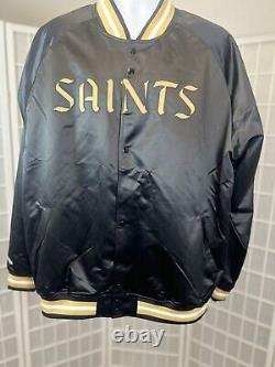 Mitchell & Ness New Orleans Saints Lightweight Black Satin Jacket 2xl