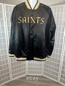 Mitchell & Ness New Orleans Saints Lightweight Black Satin Jacket 2xl