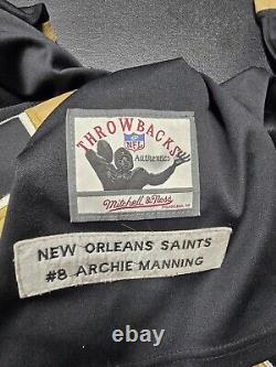 Mitchell & Ness Size 50 XL Archie Manning #8 New Orleans Saints Black Jersey