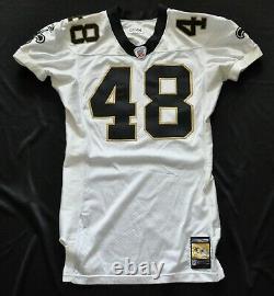 NEW ORLEANS SAINTS #48 REEBOK GAME CUT ISSUED TEAM WHITE JERSEY 2001 sz 44+2