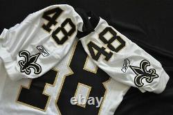 NEW ORLEANS SAINTS #48 REEBOK GAME CUT ISSUED TEAM WHITE JERSEY 2001 sz 44+2