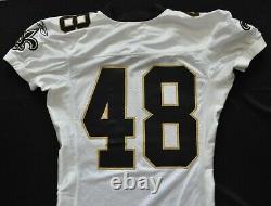 NEW ORLEANS SAINTS #48 REEBOK GAME CUT ISSUED TEAM WHITE JERSEY 2001 sz 44+2