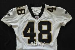 NEW ORLEANS SAINTS #48 REEBOK GAME CUT ISSUED TEAM WHITE JERSEY 2001 sz 44+2