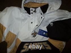 NEW ORLEANS SAINTS Limited Ed NFL Starter Hooded Half Zip Pullover Jacket WHITE