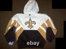 NEW ORLEANS SAINTS Limited Ed NFL Starter Hooded Half Zip Pullover Jacket WHITE