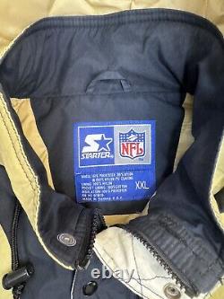 NEW ORLEANS SAINTS NFL Starter Hooded Zip Jacket BLACK/WHITE & TAN -XXL