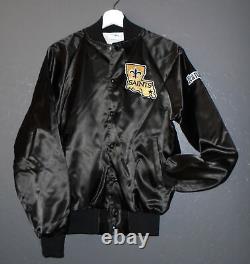 NEW ORLEANS SAINTS Satin Bomber Jacket VTG 80s Chalk Line Black USA Mens NEW Sm