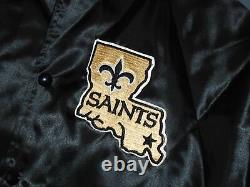 NEW ORLEANS SAINTS Satin Bomber Jacket VTG 80s Chalk Line Black USA Mens NEW Sm