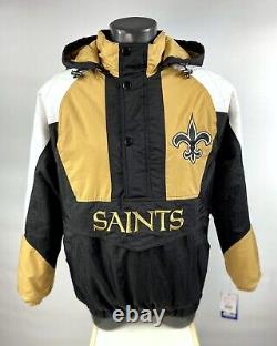 NEW ORLEANS SAINTS Starter Hooded Half Zip Jacket TAN/BLACK S M L XL 2X