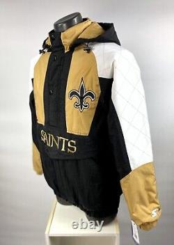 NEW ORLEANS SAINTS Starter Hooded Half Zip Jacket TAN/BLACK S M L XL 2X