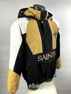 NEW ORLEANS SAINTS Starter Hooded Half Zip Jacket TAN/BLACK S M L XL 2X