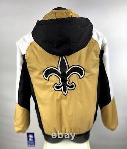 NEW ORLEANS SAINTS Starter Hooded Half Zip Jacket TAN/BLACK S M L XL 2X