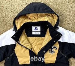 NEW ORLEANS SAINTS Starter Hooded Half Zip Jacket TAN/BLACK S M L XL 2X