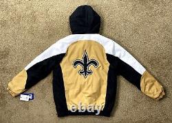 NEW ORLEANS SAINTS Starter Hooded Half Zip Jacket TAN/BLACK S M L XL 2X