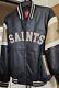 New Vintage New Orleans Saints Nfl Leather Jacket Mens Sz Large Real Leather