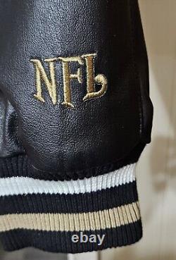 NEW Vintage New Orleans Saints NFL Leather Jacket Mens Sz Large Real Leather