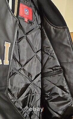 NEW Vintage New Orleans Saints NFL Leather Jacket Mens Sz Large Real Leather