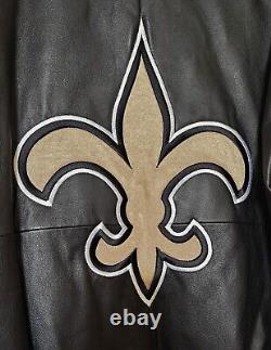 NEW Vintage New Orleans Saints NFL Leather Jacket Mens Sz Large Real Leather