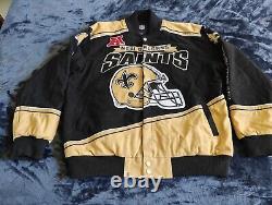 NFL NEW ORLEANS SAINTS EMBROIDERED NFL Racing Bomber Jacket Size XL Mens