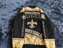 NFL NEW ORLEANS SAINTS EMBROIDERED NFL Racing Bomber Jacket Size XL Mens