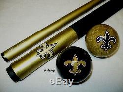 NFL New Orleans SAINTS Billiard Pool Cue Stick & Team Logo Cue Ball Combo NEW