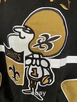 NFL New Orleans Saints Embroidered Jacket Size M Hip Hop Old School Sir Saint