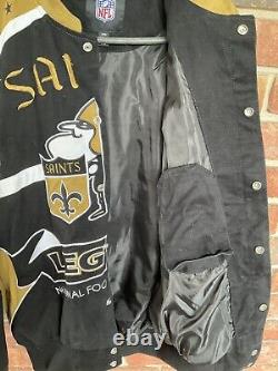 NFL New Orleans Saints Embroidered Jacket Size M Hip Hop Old School Sir Saint