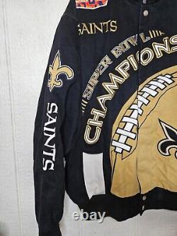 NFL New Orleans Saints Embroidered Super Bowl XLIV Champion Jacket L (n2)