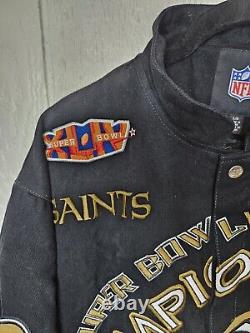 NFL New Orleans Saints Embroidered Super Bowl XLIV Champion Jacket L (n2)