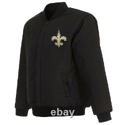 NFL New Orleans Saints JH Design Wool Reversible Jacket Black 2 Front Logos