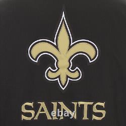 NFL New Orleans Saints Poly Twill Jacket Black Embroidered Patch Logos JH Design