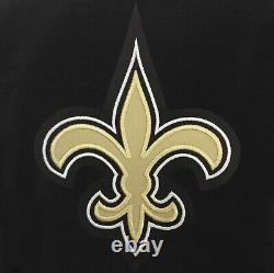 NFL New Orleans Saints Reversible Fleece Jacket PVC Sleeves 2 Front Logos JH