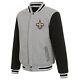 Nfl New Orleans Saints Reversible Full Snap Fleece Jacket Jhd 2 Front Logos
