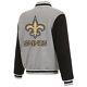 Nfl New Orleans Saints Reversible Full Snap Fleece Jacket Jhd Embroidered Logos