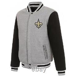 NFL New Orleans Saints Reversible Full Snap Fleece Jacket JHD Embroidered Logos