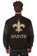 Nfl New Orleans Saints Wool Leather Reversible Jacket Embroidered Logos Black Jh