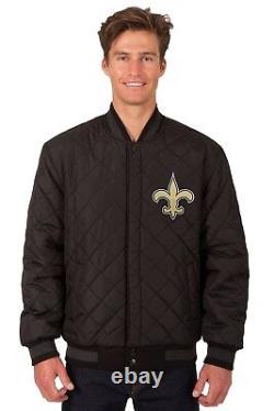 NFL New Orleans Saints Wool & Leather Reversible Jacket With Embroidered Logos