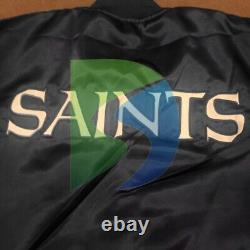 NFL Vintage 80s New Orleans Saints Black Satin Varsity Jacket Men's Full-snap