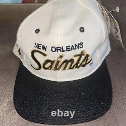 NWT OLD 90's New Orleans Saints Logo Team NFL Snapback Hat Cap Spell Out Script
