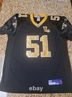 New Orleans SaintS Jonathan Vilma REEBOK SEWN JERSEY W STATE PATCH SZ 54