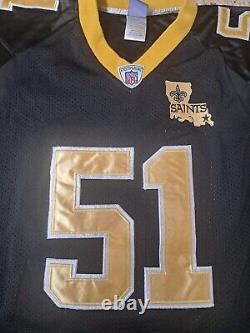 New Orleans SaintS Jonathan Vilma REEBOK SEWN JERSEY W STATE PATCH SZ 54